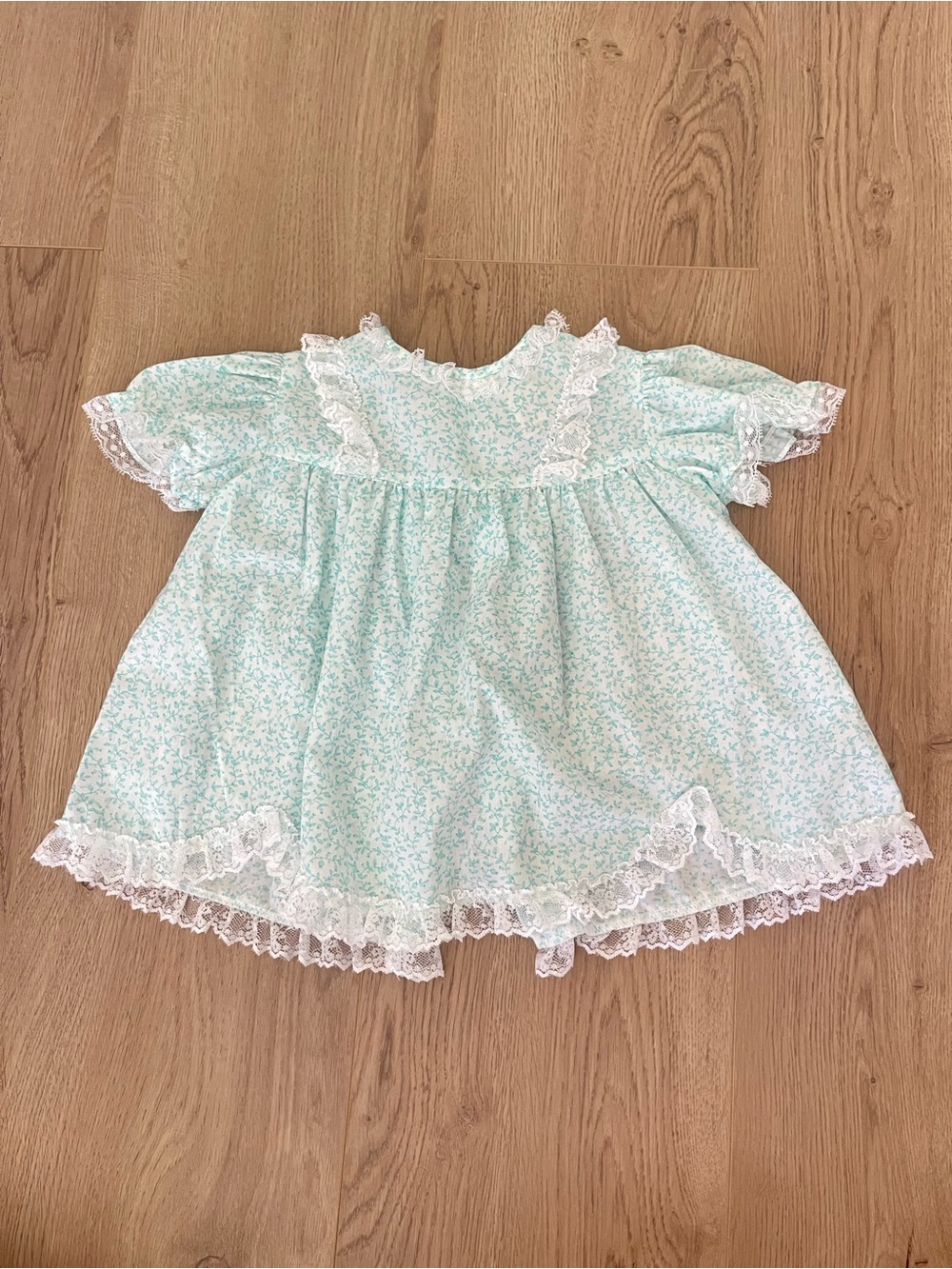 VINTAGE Baby Girl Mint Lace Under Dress (12 months)